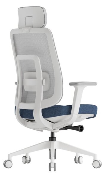 Kancelářská ergonomická židle K42 WHITE SP – síť/ čalouněná, modrá