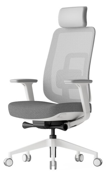 Kancelářská ergonomická židle K42 WHITE SP – síť/ čalouněná, šedá