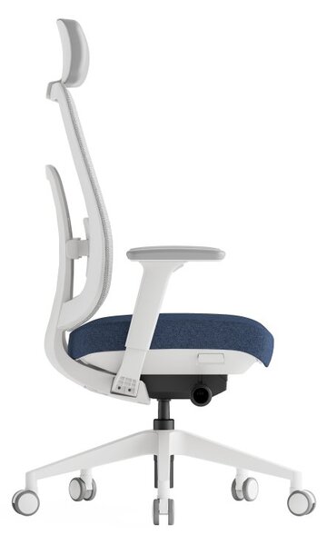 Kancelářská ergonomická židle K42 WHITE SP – síť/ čalouněná, modrá