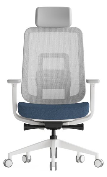 Kancelářská ergonomická židle K42 WHITE SP – síť/ čalouněná, modrá