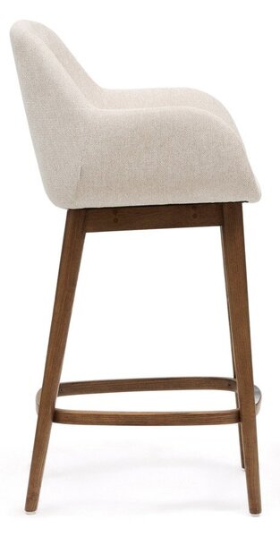 Béžová čalouněná barová židle s područkami (výška sedáku 66 cm) Konna – Kave Home