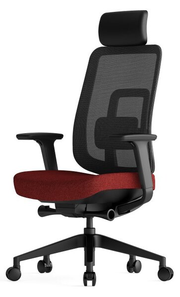 Kancelářská ergonomická židle K42 SP – síť/ čalouněná, červená