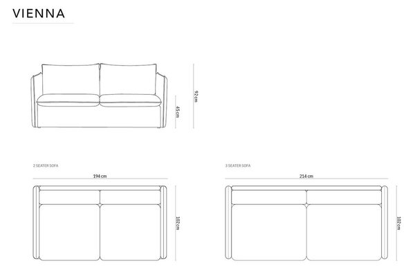 Růžová sametová rozkládací pohovka 214 cm Vienna – Cosmopolitan Design