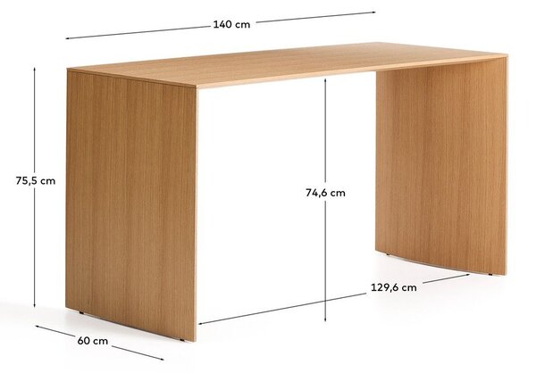 Pracovní stůl v dekoru dubu 60x140 cm Litto – Kave Home