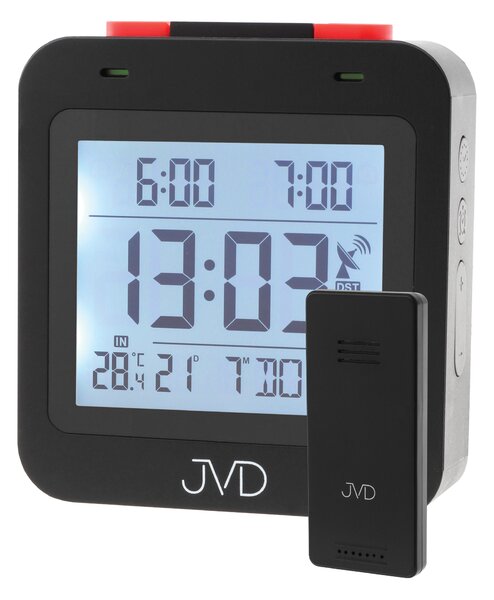 JVD Černý digitální rádiem řízený budík JVD RB3552.2