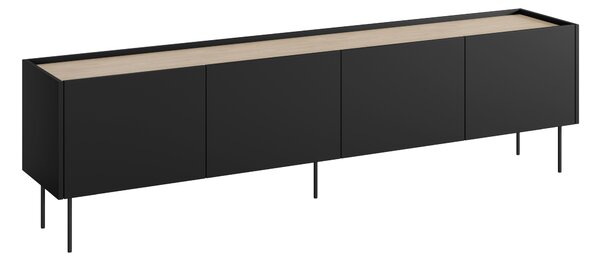 TV stolek Desin 220 cm s kovovými nohami - černý mat / dub nagano