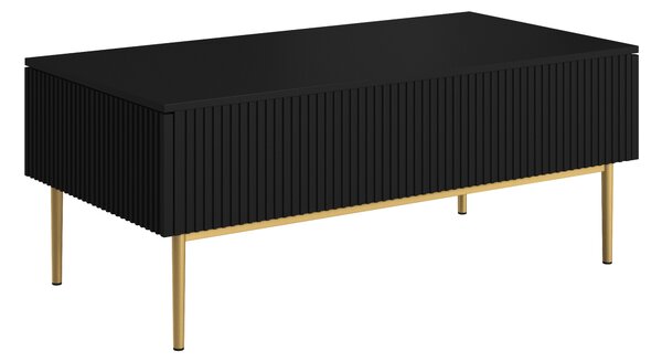 Konferenční stolek Nicole 120 cm se zásuvkami - černý mat / zlaté nožky