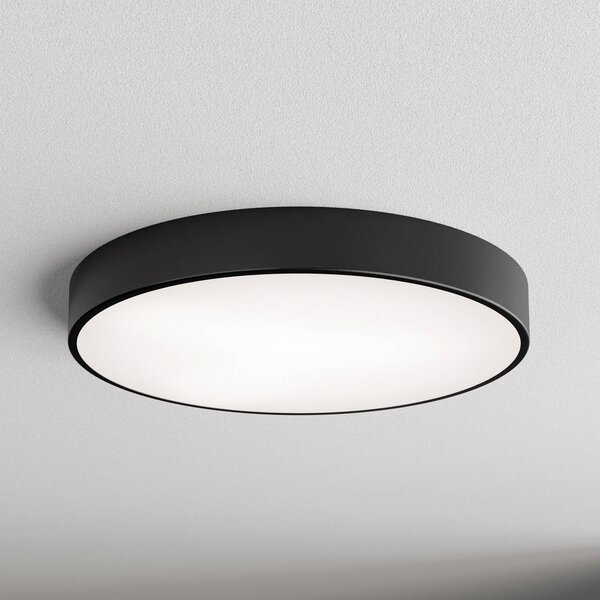 TEMAR LIGHTING Stropní světlo Cleo, skleněný difuzor, černá Ø60cm, stmívatelný, Černá, Obývací pokoj / jídelna, Moderní
