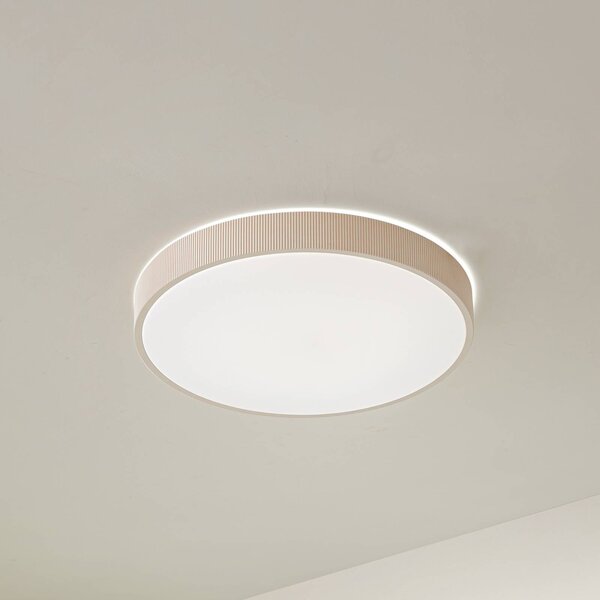 Lindby LED stropní svítidlo Zylo, béžové, Ø 49 cm, stmívatelné, stmívatelný, Krémová / jantar, Obývací pokoj / jídelna, Plast