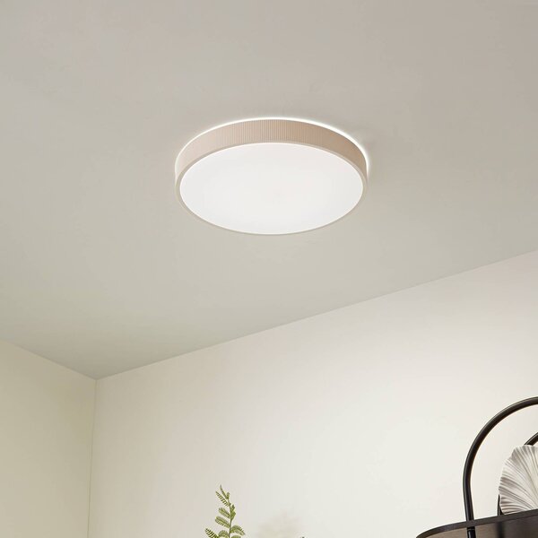 Lindby LED stropní svítidlo Zylo, béžové, Ø 49 cm, stmívatelné, stmívatelný, Krémová / jantar, Obývací pokoj / jídelna, Plast