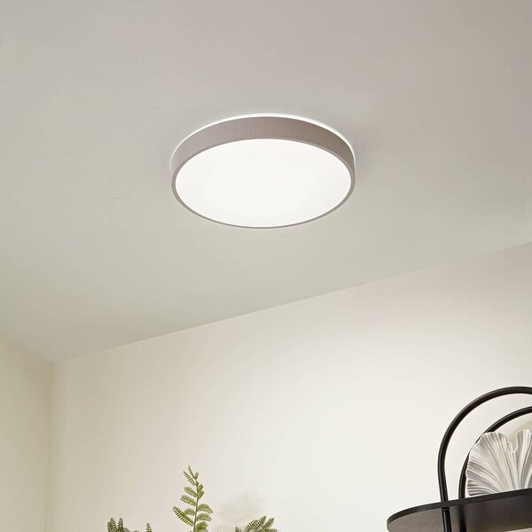 Lindby LED stropní svítidlo Zylo, taupe, Ø 49 cm, stmívatelné, stmívatelný, Krémová / jantar, Obývací pokoj / jídelna, Plast