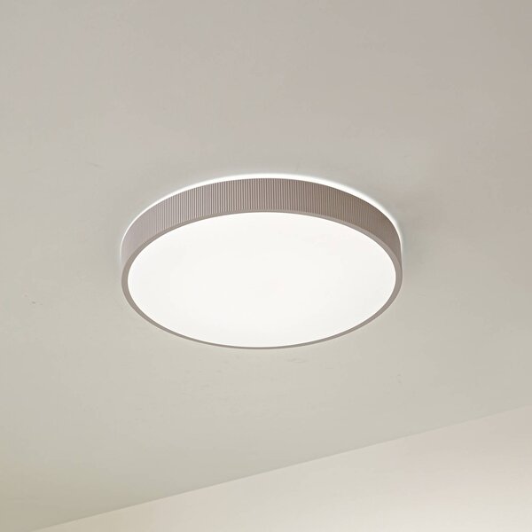 Lindby LED stropní svítidlo Zylo, taupe, Ø 49 cm, stmívatelné, stmívatelný, Krémová / jantar, Obývací pokoj / jídelna, Plast