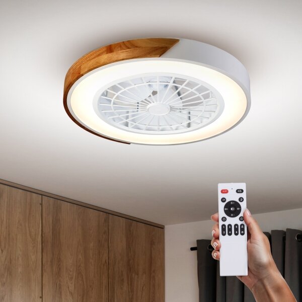 Brilagi-LED Stmív. svítidlo s ventilátorem LED/30W/230V 3000-6500K bílá/dub + DO