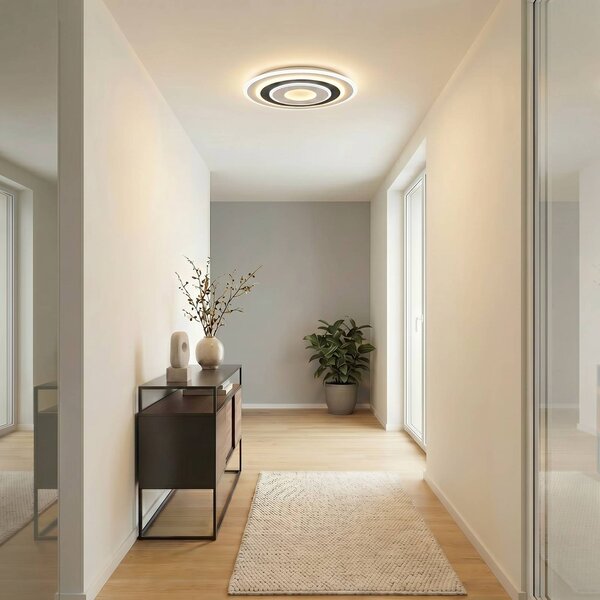 Lindby LED stropní svítidlo Rebeka, kulaté, Ø 70 cm, stmívatelné, stmívatelný, Bílá / opál, Obývací pokoj / jídelna, Plast, Moderní