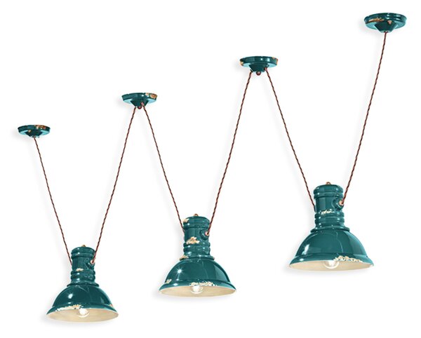 Ferroluce Závěsné retro svítidlo INDUSTRIAL, v. 22 cm, 3xE27 Barva: Černá