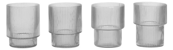 Ferm Living Sklenice Ripple set 4ks, smoked grey