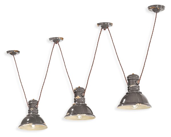 Ferroluce Závěsné retro svítidlo INDUSTRIAL, v. 22 cm, 3xE27 Barva: Černá