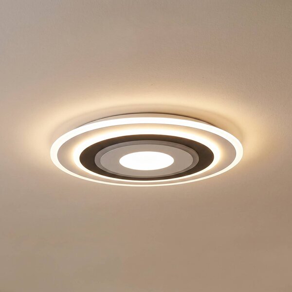 Lindby LED stropní svítidlo Rebeka, kulaté, Ø 70 cm, stmívatelné, stmívatelný, Bílá / opál, Obývací pokoj / jídelna, Plast, Moderní