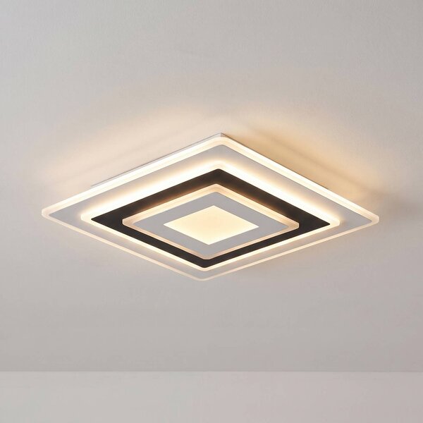 Lindby LED stropní svítidlo Rebeka, 50 x cm, stmívatelné, stmívatelný, Bílá / opál, Obývací pokoj / jídelna, Plast, Moderní