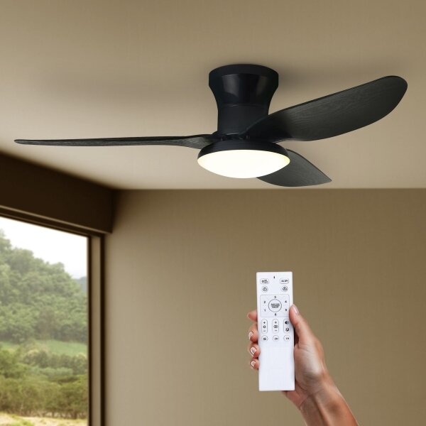 Brilagi - LED Stmívatelný stropní ventilátor LED/30W/230V 3000-6500K černá + DO