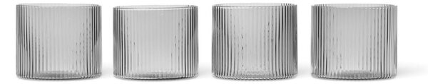 Ferm Living Sklenice Ripple Low set 4ks, smoked grey