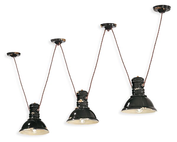 Ferroluce Závěsné retro svítidlo INDUSTRIAL, v. 22 cm, 3xE27 Barva: Černá