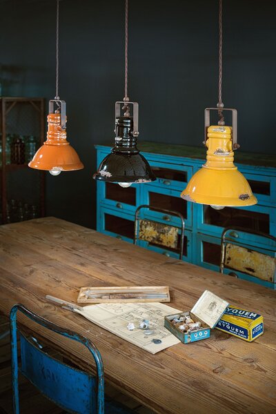 Ferroluce Závěsné retro svítidlo INDUSTRIAL, Ø 23 cm, 1xE27 Barva: Černá