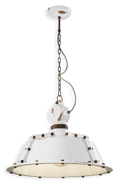 Ferroluce Závěsné retro svítidlo INDUSTRIAL, Ø 52 cm, 1xE27 Barva: Bílá