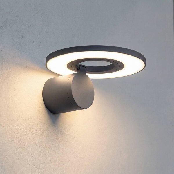 Arcchio LED venkovní nástěnné svítidlo Tovio, antracitové, otočné, Hliník / šedá / zinek, Hliník, Moderní