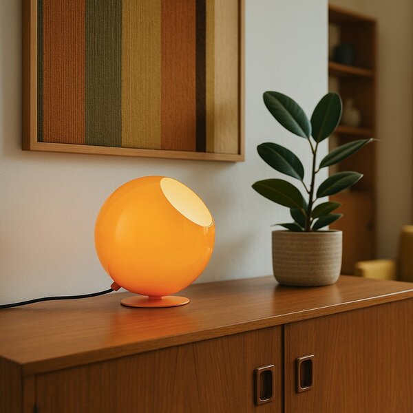 Retro stolní lampa oranžová se sklem - Mabel