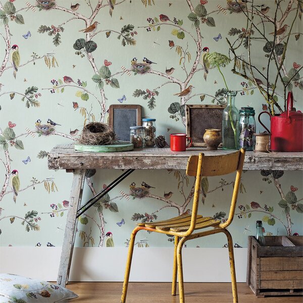 Sanderson Tapeta Woodland Chorus, kolekce Woodland Walk tapet Sanderson: Indigo/Ecru