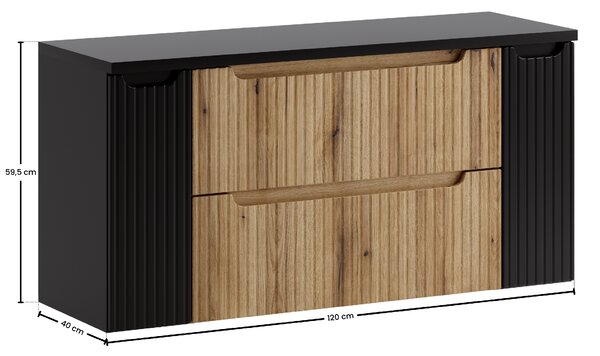 Comad Koupelnová skříňka pod deskové umyvadlo set Nova Coast Evoke 120 černá/dub coast evoke