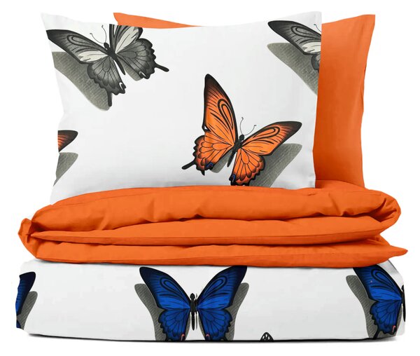 Ervi bavlněné povlečení oboustranné - motýli barevné/oranžové - Erviplas