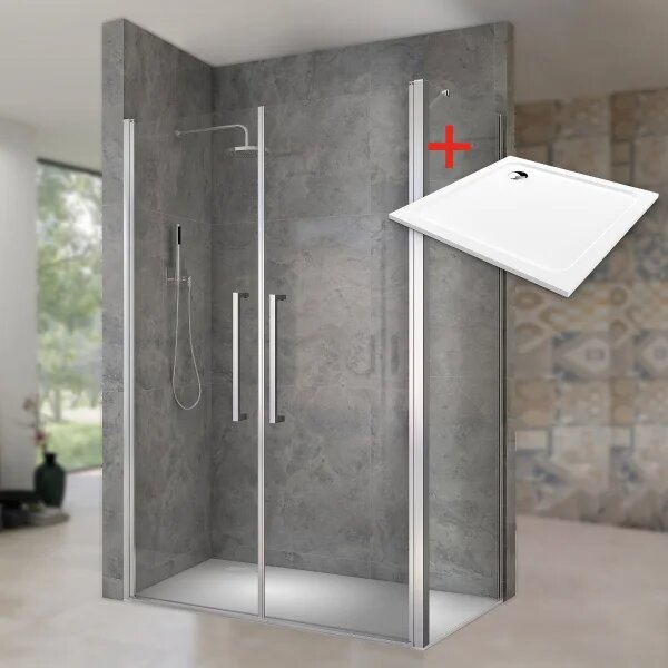 HANY ROCKY 80x80 Čiré Sprchový kout čtvercový s mramorovou vaničkou