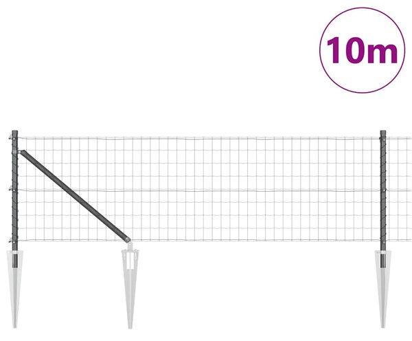 Evropský plot se hroty 10 x 0,6 m Ocel potažená PVC Šedá 3350635