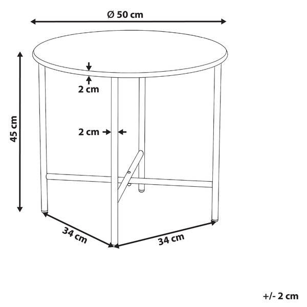 Bistro stolek OVARO 50 cm 50 cm Kov Béžová