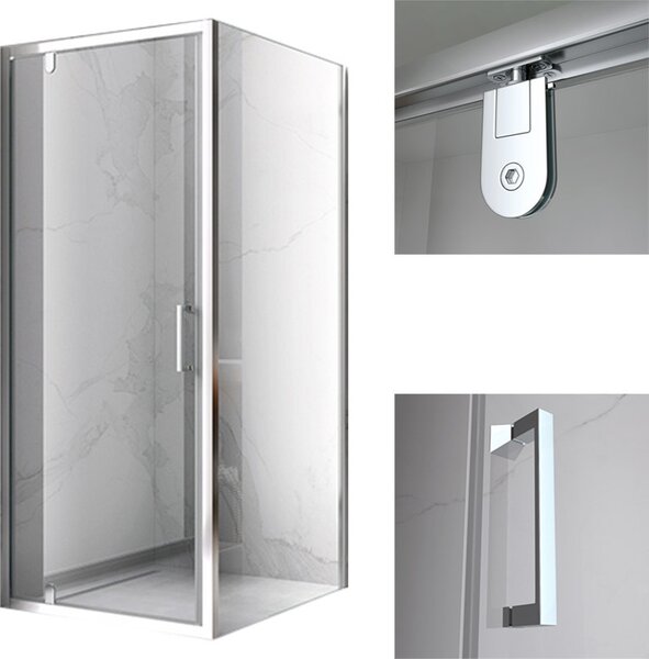 BPS-koupelny Čtvercový sprchový kout KZ04C 90x90 chrom/transparent + vanička RIKO BL černá