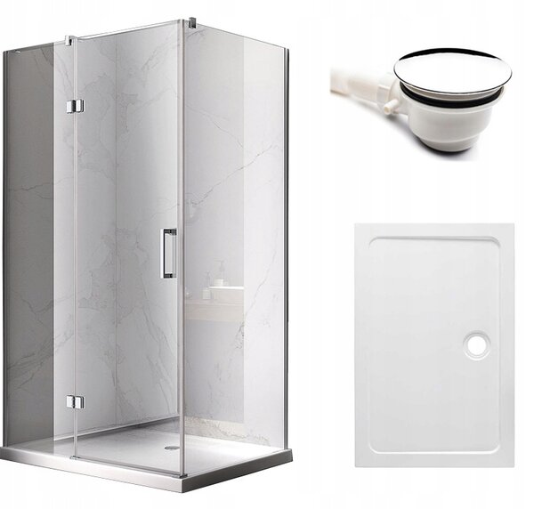 BPS-koupelny Obdélníkový sprchový kout KZ02D WH 120x80 chrom/transparent + vanička ST03C bílá