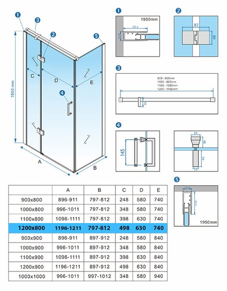 BPS-koupelny Obdélníkový sprchový kout KZ02D WH 120x80 chrom/transparent + vanička ST03C bílá