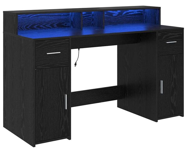 Stůl se zásuvkou Černý dub 140 x 55 x 91 cm Kompozitní dřevo 3365612