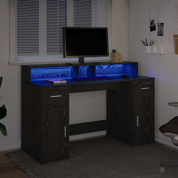 Stůl se zásuvkou Černý dub 140 x 55 x 91 cm Kompozitní dřevo 3365612