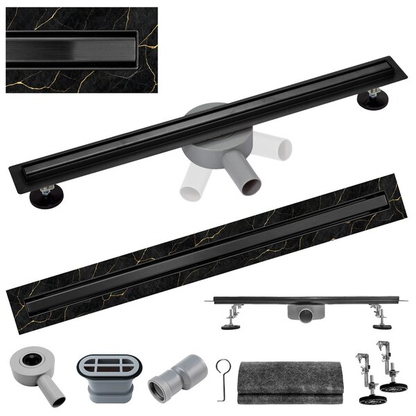 BPS-koupelny Sprchový odtokový žlab DL03 SLIM BL 60 cm, černý