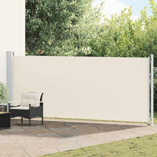Zatahovací boční markýza / zástěna 614 x 160 cm krémová 313376
