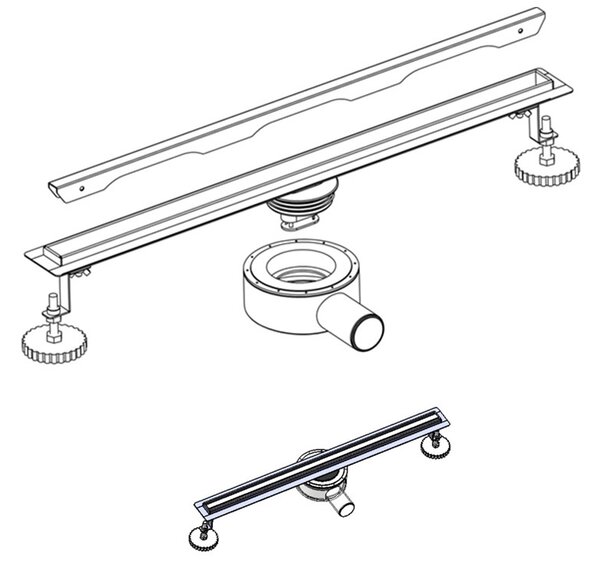 BPS-koupelny Sprchový odtokový žlab DL03 SLIM BL 60 cm, černý