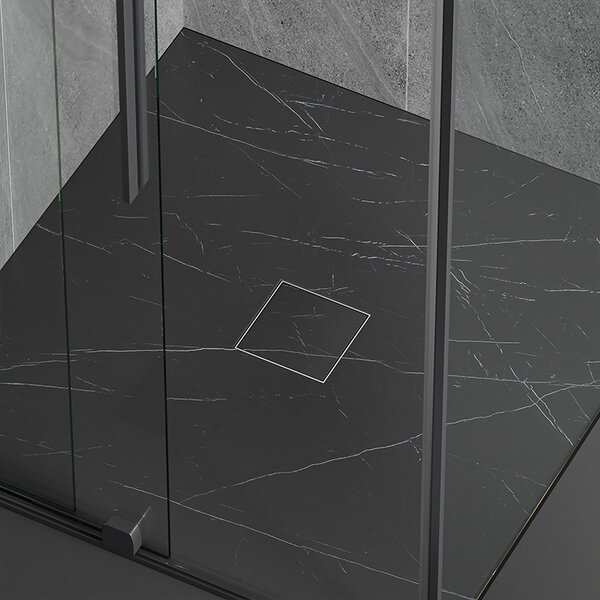 BPS-koupelny Čtvercový sprchový odtokový žlab DL07 360 FIX G1 BL 10x10 cm, černý