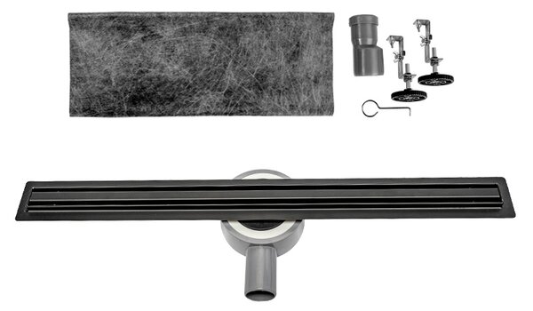 BPS-koupelny Sprchový odtokový žlab DL03 SLIM BL 60 cm, černý