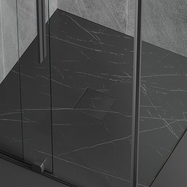 BPS-koupelny Čtvercový sprchový odtokový žlab 2in1 DL06 FIX G1 BL 15x15 cm, černý