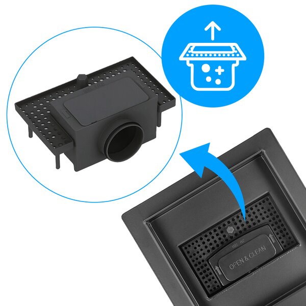 BPS-koupelny Čtvercový sprchový odtokový žlab 2in1 DL06 FIX G1 BL 15x15 cm, černý