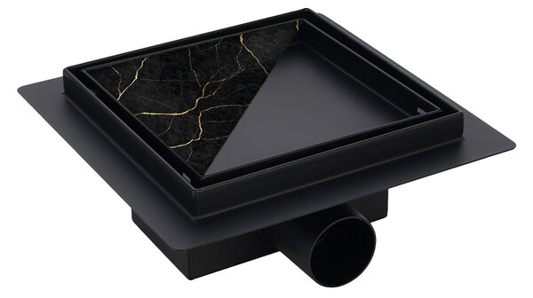 BPS-koupelny Čtvercový sprchový odtokový žlab 2in1 DL06 FIX G1 BL 15x15 cm, černý