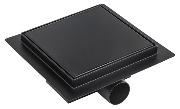 BPS-koupelny Čtvercový sprchový odtokový žlab 2in1 DL06 FIX G1 BL 15x15 cm, černý